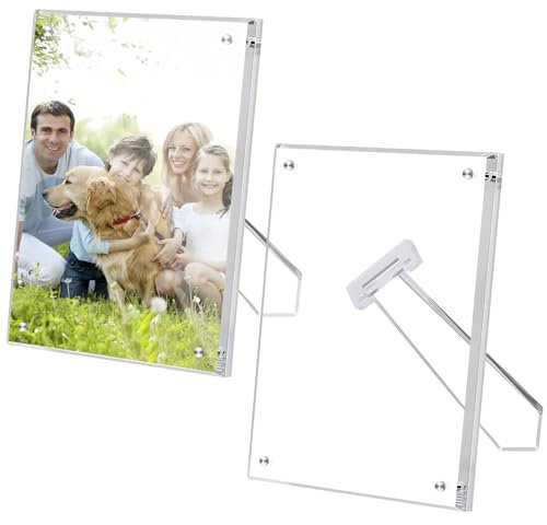 lalago 2Stk. Acryl Magnetische Bilderrahmen 10 * 15cm, Acryl-Fotorahmen Acrylbilderrahmen,6inch Tischbilderrahmen Bilderrahmen zum Aufstellen
