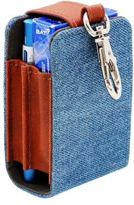 HLMNAKE Denim + PU Leather Case for Glo Hyper X2 Air Tobacco Heater, Protective Cover for Electric Tobacco Heater Case, Light Blue