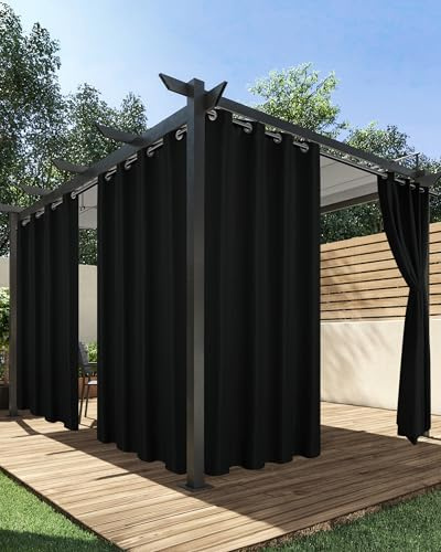 HolidayIdeas Outdoor Curtains for Patio Waterproof 2 Pcs 84x84 Inch Black