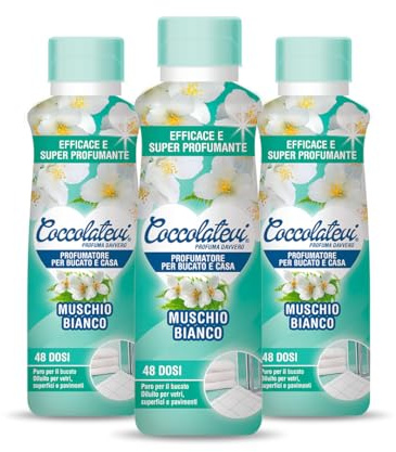 COCCOLATEVI Parfum de Linge Musc Blanc 300 ml X 3 Essenza à utiliser comme parfum pour linge, parfum maison ou nettoyant sol