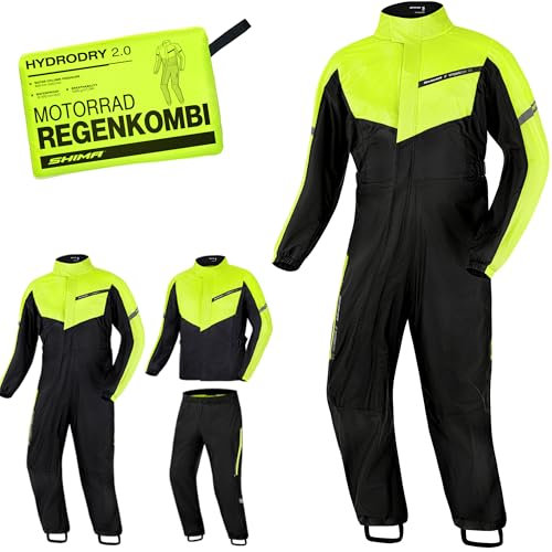 SHIMA HYDRODRY 2.0 Combinaison Pluie Moto Imperméable Homme Femme Ensembles Respirant Réfléchissant Vetement Tenue Eau Protection (Combinaisons Unisex, Fluo, M)