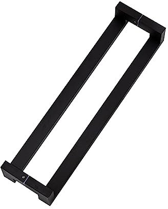 Haltegriff für Duschschiebetür, Edelstahl, mit Handtuchstange, mattschwarz, Metalltürgriff (Größe: 400 mm / 425 mm)