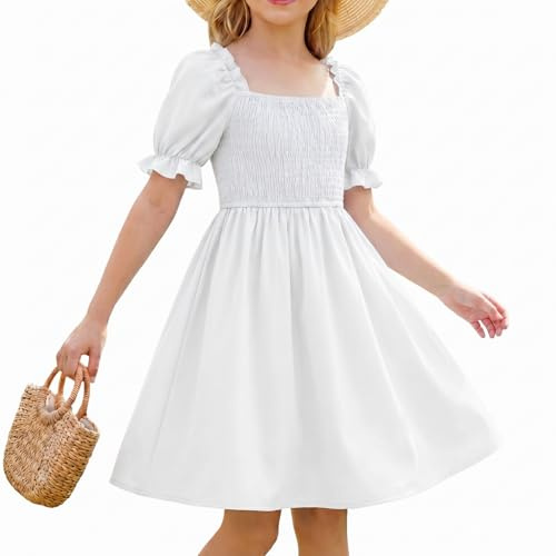 DivingBirds Tween Girls' Dresses Elegant Ruffle Sleeve Kids Dress for Girls Teenagers Ladies Summer Dresses Size 7-14 Years