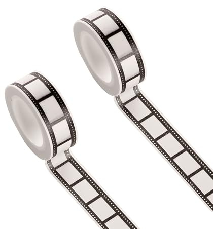 TUYOBG Black and White Film Strip Border Tape 2pcs, Decorative Washi Tape for Scrapbook Tape Projects, DIY Scrapbooking Album Craft Tape, Suitable for Scrapbooking Supplies and Accessories (2)