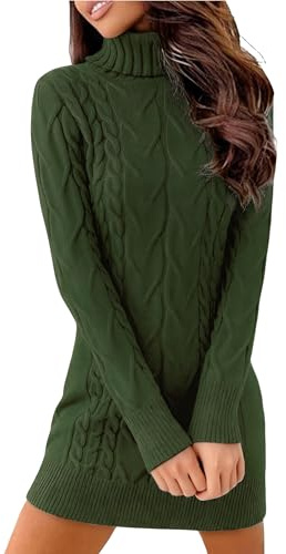 Uniexcosm Vestido Jersey Mujer de Punto Manga Larga | Vestido de punto mujer suave y cómodo, con corte casual y cuello favorecedor para otoño, invierno, oficina o diario.