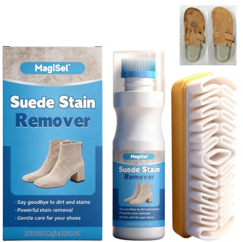 MagiSel Kit de Brosse de Chaussures en Daim Spray nettoyant et protecteur pour daim avec brosse pour daim Nettoie, protège et imperméabilise chaussures, baskets et bottes