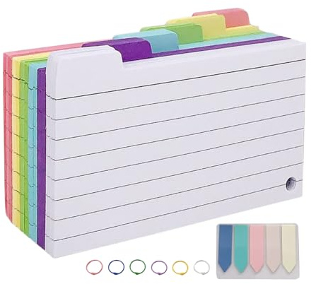 Tarjetas de índice rayadas, 300 piezas de tarjetas flash pesadas para estudiar, accesorios de estudio con calcomanías para informes, anotaciones, grabación de recetas, preparación de exámenes, viajes