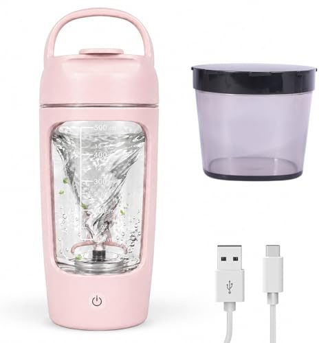 Vexnaro Shaker Proteine Elettrico 650 ml, Frullatore Automatico, Scomparto Polvere e Spazzola, Ricaricabile USB-C, Bottiglia per Frullati Proteici Sport Fitness, Facile da Pulire, Design Antigoccia