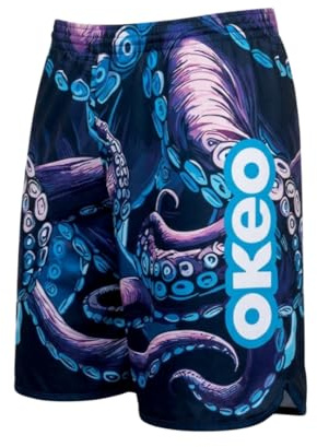 Okeo Pantaloncino Beach Volley Unisex, Pantaloncini Sportivi Uomo Donna, Tessuto Leggero e Traspirante, Asciugatura Rapida, vestibilità Comoda, Ideali per Allenamento (Kraken, M)