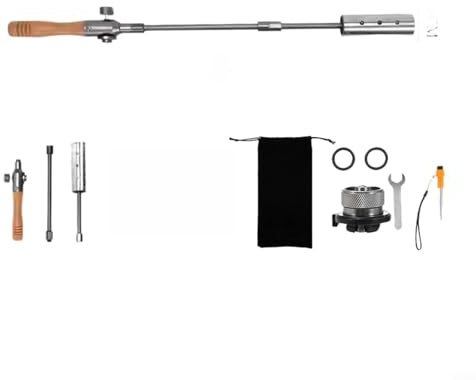 MoSundi Torcia a carbone per barbecue da esterno, 47000 BTU, regolabile, in acciaio inox, accendifuoco senza fili, per barbecue, campeggio e caminetto (a tre livelli, argento)