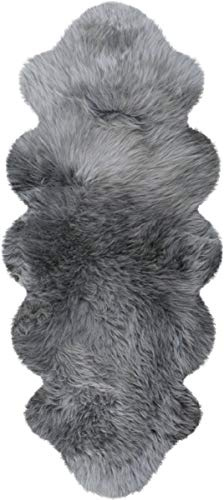 Heitmann XXL Australisches Merino Lammfell Fell 180 x 63cm aus Zwei Fellen gefertigt, grau