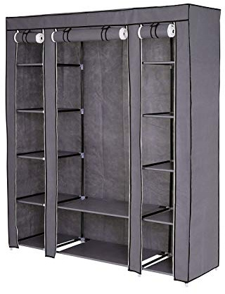 Dibea Armadio pieghevole da campeggio in tessuto guardaroba 175x150x45 cm, Grigio
