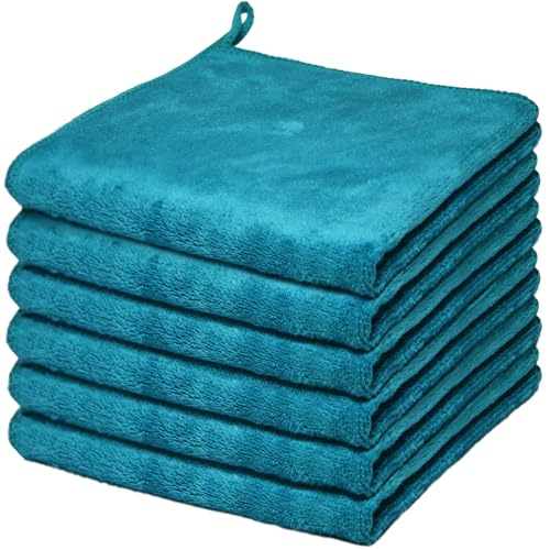 Mikrofiber ansiktshanddukar makeupborttagare dukar ansikte torkdukar tvätta handdukar ansiktstvätt ansiktstvätt handdukar supermjuka 30 cm x 30 cm 6-pack blå