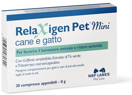 NBF Lanes | Relaxigen Pet Mini Cane e Gatto, 20 Compresse Appetibili, per Favorire Il Benessere Animale e ridare serenità, per Cani di Taglia Medio-Piccola e Gatti