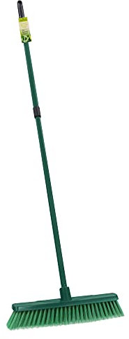 JVL Outdoor Soft Bristle Broom with Telescopic Handle, Green, 20-103, One Size