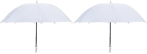Gadgetking 2 Pack White Umbrella Large 120cm Wedding Brolly Classic Bridal Plain Handle And Spike Brolly Walking Ladies Mens Unisex Party Parasol Rain Bridesmaid Bridal Fashion Golf