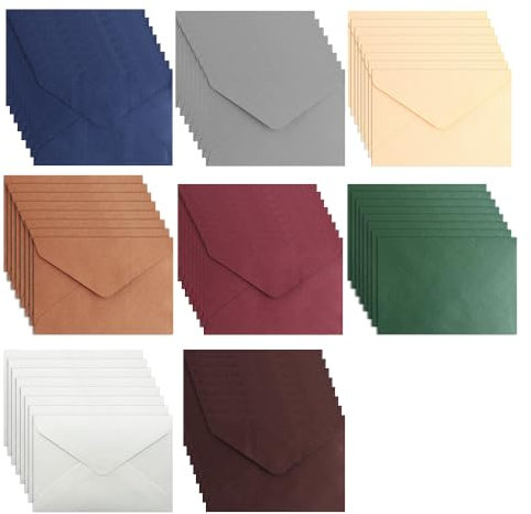 WYAN Briefumschläge Bunt-64 Stück C6 Gerippte Briefumschläge,Mini umschläge, DIY leere Briefumschläges,für Grußkarten Einladung Geburtstagskarten(8 Farben,Karte und Kleber nicht enthalten)