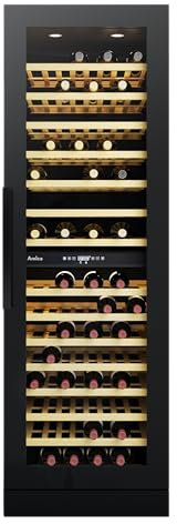 Amica Weinkühlschrank freistehend 117‑Flaschen‑Kapazität VinoOptima System Kompressortechnik 2 Temperaturzonen UV‑Schutz Rauchglastür – weinkuehlschrank freistehend(unterbaufähig) Schwarz