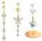 Diamday 3Stck 14G Bauchnabelpiercing Silber/Gold Bauchnabelpiercing Chirurgenstahl Dangle Piercing Bauchnabel CZ Herz Schmetterling Belly Piercing für Frauen Mit 3Pcs Ersatz Kugeln