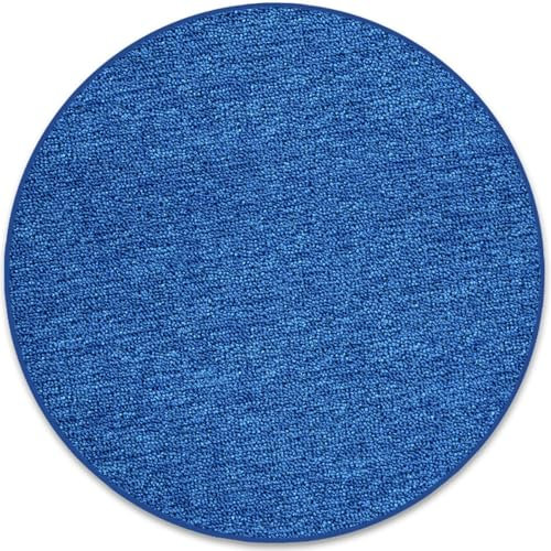 casa pura runder Teppich 140cm Durchmesser, dunkelblau Rutschfester & Flacher Flurteppich, Wohnzimmerteppich, Küchenteppich, Schlafzimmerteppich ideal auch als Schreibtischstuhl Unterlage, London