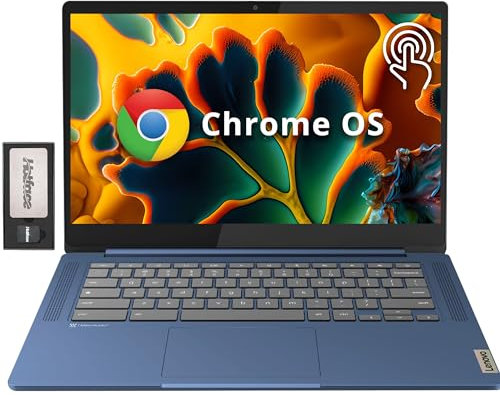 Lenovo - IdeaPad Slim 3 Chromebook, 14″ FHD IPS Touch Screen, MediaTek Kompanio 520, 4GB LPDDR4X, 224GB Storage (64GB EMMC+160GB Docking Station Set), Webcam, WiFi 6, Chrome OS, Blue
