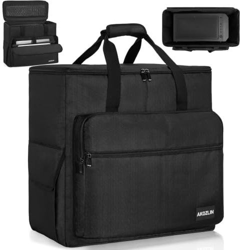 AKOZLIN Padded PC Travel Case, PC Carrying Case for ATX Mid-Tower Desktop | Large Full Tower Desktop Carrying Case, PC Transport Tote Bag for Keyboard, Mouse, Fits 19.7â*9.5â*20â Mid-Tower Case, Black