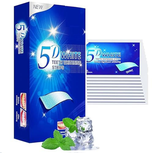 Bandes de Blanchiment Dentaire (14 Pcs), 7 paires,Sans danger pour l'émail, Professionnel Éliminent Efficacement les Taches/Café/Fumer, Bleu
