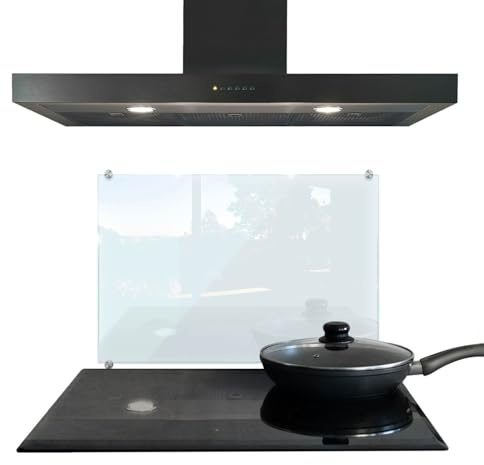 Küchenrückwand Glas 60x40 cm Glastafel Fliesenschutz Glasrückwand Für die Küche Transparent Wandschutz Hartglas Float Herdspritzschutz Wandanbringung Spritzschutz Inklusive Einbausatz