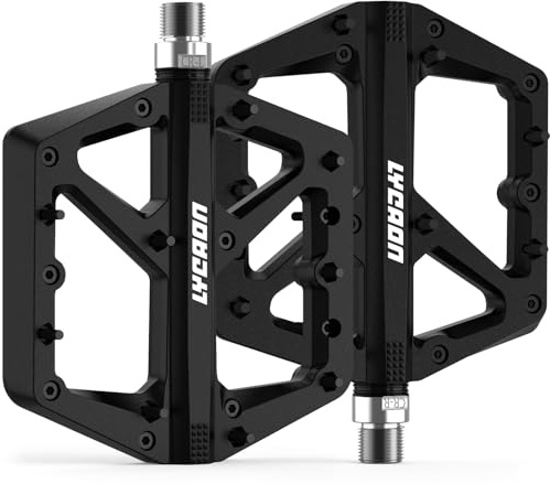 LYCAON Pedales de bicicleta - Pedales de bicicleta de carretera/bicicleta de montaña, pedales antideslizantes de 9/16 pulgadas CR-MO husillo bicicleta de nailon, pedales para MTB BMX (Negro)