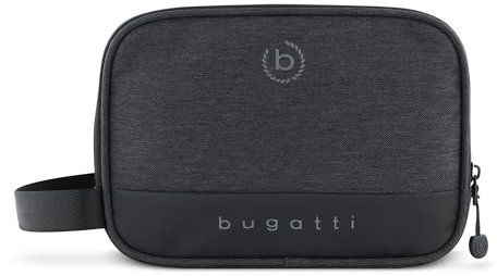 bugatti Universum Kulturtasche, Kulturbeutel aus Polyester/Tarpaulin für den Urlaub, schwarz