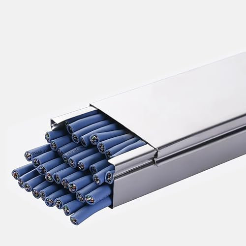 HDYZJQ cable trunking Cable Channels to Hide Wires, Stainless Steels Cable Trunking Raceway for Office/Warehouses/Workshop, Wall Floor Ethernet Wire Concealer(WxH-60x30mm)