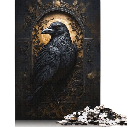 Puzzle encadré « Corbeau » 500 pièces pour adultes et puzzles en bois, jeux éducatifs pour enfants, 500 pièces (52 x 38 cm)