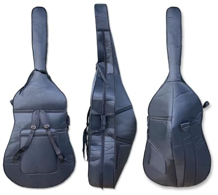 Conboxus 3/4 Upright Bass Gig Bag Nylon Raincoat String Double Bass Soft Bag With Thick Padding,Multiple Storage Pockets,Sturdy Handles and Straps,Water-Resistant (blue)