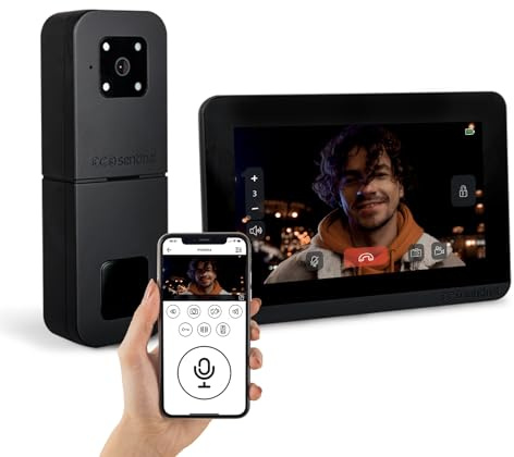 SCS Sentinel - Videoportero Inalámbrico Conectado HeyView Smart Air 7 Pulgadas - Plástico ABS - Moderno - Alcance 350m Teclas Táctiles - Control Acceso Casa Villa - Negro