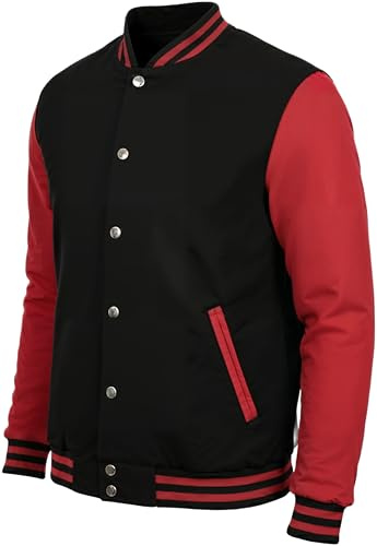 Decrum DISC High School Football Jacket - Red And Black Varsity Letterman Jacket Men [40020025-CZ] | Plain Red Sleve, XL