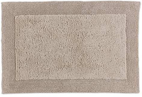 Schöner Wohnen Kollektion Badematte 60 x 90 cm – beidseitig verwendbar – waschbarer Badvorleger beige – Bordüre – 100% Baumwolle
