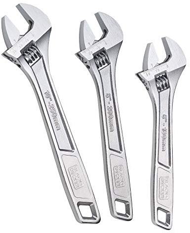 BLACK+DECKER Adjustable Wrench Set, 6-Inch, 8-Inch & 10-Inch, 3-Pack (BDHT8159092APB)