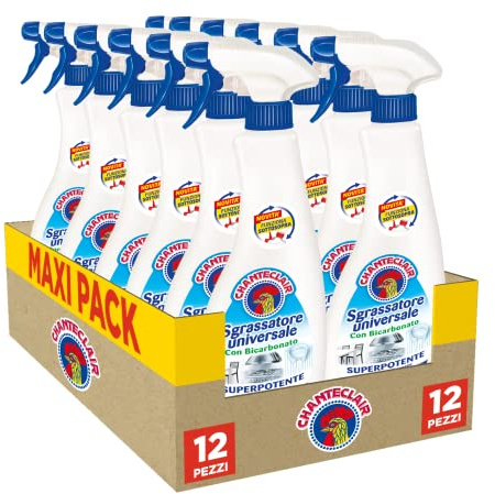 Chanteclair - Desengrasador universal con spray de bicarbonato superpotente - 12 botellas de 750 ml