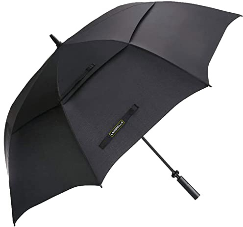 LANBRELLA Golf Umbrella Extra Large Oversize 80 Inch Windproof Stick Umbrella Double Canopy Vented Manual Open Close - C1.2 Black