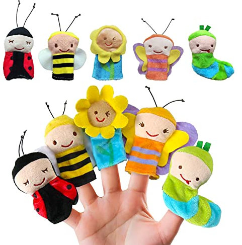 Liwein 5 Stück Fingerpuppen, Niedliche Fingertiere Baby Story Time Requisiten Spielhandschuh Klein Tier insekten Fingerpuppe Set für Geschichte Zeit Kindergeburstag Gastgeschenk Mitgebsel Fingerpuppen