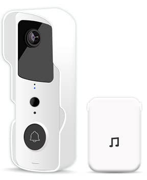 Yagusmart WiFi Smart Video Doorbell Camera, with Chime, Waterproof, PIR Security Camera, 1080p HD Video, Night Vision, Wireless Doorbell, Remote Control, with Batteries (White)