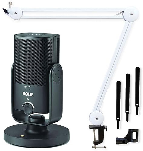 Rode NT-USB MINI USB-Studio-Kondensatormikrofon + keepdrum MS138 Mikrofonarm Weiss