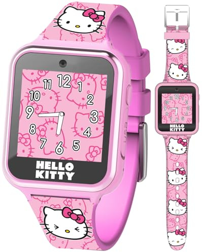 Hello Kitty Kids Smartwatch - Interactive Touchscreen with 10 Watch Faces, Camera, Games, Alarm, Step Tracker & More - Fun Gift for Girls with Pink Silicone Strap - Fits Wrists 5.5'' to 8.0