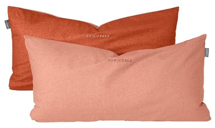 Schiesser Kissenhülle Doubleface im 2er Set | Renforcé | 100% Baumwolle aus nachhaltiger Produktion | 40x80cm | Terrakotta