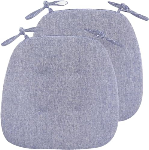 JingNian Köksstolskuddar med knytband, stolskuddar för matstolar 43 x 41 cm, dubbelsidiga stolskuddar för matsal, U-formade halkfria sittkuddar 2/4/6-pack (storlek: 2-pack, färg: blå)