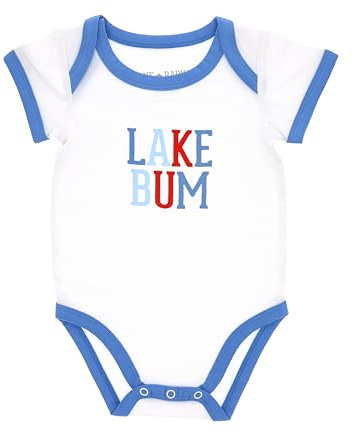 Pavilion - Lake Bum - 6-12 Month Baby Short Sleeve Bamboo Bodysuit Soft Stretch Comfort Boat Waterfront Lake Lover