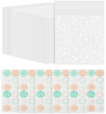 100 bolsas ziplock y 120 pegatinas de sellado, bolsas autoadhesivas transparentes, bolsas para galletas, bolsas para alimentos, bolsas para embalaje para hornear