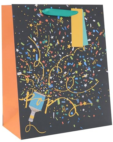 UK Greetings | Large Gift Bag | Party Popper Design | 33 x 26.7cm