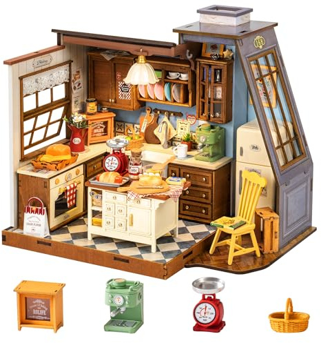 Rolife DIY Miniature House Kit - Model Kit Dolls House Baking Kitchen for Teens Adults, 3D Puzzle Mini House Building Kit Book Nook Craft Kit