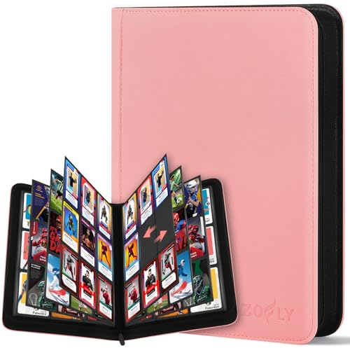 30 Pack 9 Pocket Card Binder, Premium Zip Trading Card Binder, 540 Large Capacity Side-Loading Card Storage Album, PU Card Collection Binder for Gifts, TCG, MTG, Baseball Football Sport Cards, Pink